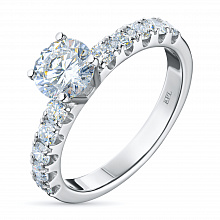 14K White Gold Ring with 11 Round-Cut Lab-Created Diamonds 1.355 CT.TW