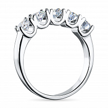 14K White Gold Ring with 5 Round-Cut Lab-Created Diamonds 1.203 CT.TW