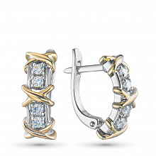 14K White and Yellow Gold Earrings with 8 Round-Cut Lab-Created Diamonds 0.325 CT.TW