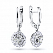 14K White Gold Earrings with 64 Round-Cut Lab-Created Diamonds 1.45 CT.TW