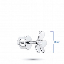 Sterling Silver Earring Studs with 2 Round-Cut Diamonds 0.048 CT.TW