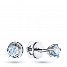 14K White Gold Earring Studs with 2 Round-Cut Lab-Created Diamonds 0.522 CT.TW