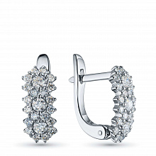 14K White Gold Earrings with 46 Round-Cut Lab-Created Diamonds 0.731 CT.TW