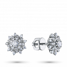 14K White Gold Earring Studs with 56 Round-Cut Lab-Created Diamonds 0.825 CT.TW