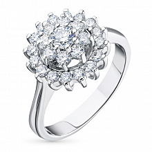 Sterling Silver Ring with 25 Round-Cut Lab-Created Diamonds 0.734 CT.TW