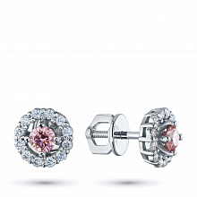 14K White Gold Earring Studs with 26 Round-Cut Lab-Created Diamonds 1.02 CT.TW