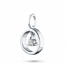 Sterling Silver Pendant with 1 Round-Cut Diamond 0.048 CT.TW