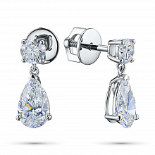 14K White Gold Earring Studs with 4 Round-Cut Lab-Created Diamonds 2.809 CT.TW