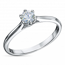 14K White Gold Ring with 1 Round-Cut Lab-Created Diamond 0.284 CT.TW