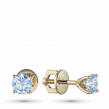 14K Yellow Gold Earring Studs with 2 Round-Cut Lab-Created Diamonds 0.659 CT.TW