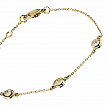 14K Yellow Gold Bracelet with 3 Round-Cut Lab-Created Diamonds 0.138 CT.TW