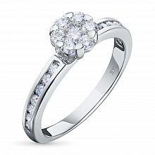 14K White Gold Ring with 21 Round-Cut Lab-Created Diamonds 0.53 CT.TW