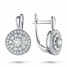 14K White Gold Earrings with 66 Round-Cut Lab-Created Diamonds 1.355 CT.TW
