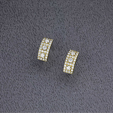 14K Yellow Gold Earrings with 62 Round-Cut Lab-Created Diamonds 0.742 CT.TW