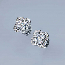 14K White Gold Earring Studs with 58 Round-Cut Lab-Created Diamonds 1.01 CT.TW