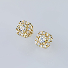 14K Yellow Gold Earring Studs with 26 Round-Cut Lab-Created Diamonds 1.479 CT.TW