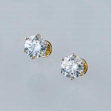 14K Yellow Gold Earring Studs with 2 Round-Cut Lab-Created Diamonds 4.23 CT.TW