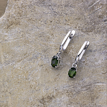 Sterling Silver Earrings with 2 Oval-Cut Chromdiopsides 0.95 CT.TW