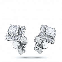 14K White Gold Earring Studs with 34 Round-Cut Lab-Created Diamonds 0.565 CT.TW