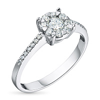 14K White Gold Ring with 23 Round-Cut Lab-Created Diamonds 0.415 CT.TW - изображение 1