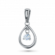 Sterling Silver Pendant with 1 Round-Cut Lab-Created Diamond 0.091 CT.TW