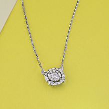 14K White Gold Necklace with 27 Round-Cut Lab-Created Diamonds 0.281 CT.TW