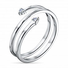 Sterling Silver Ring with 2 Round-Cut Lab-Created Diamonds 0.041 CT.TW