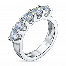 Sterling Silver Ring with 5 Round-Cut Lab-Created Diamonds 0.865 CT.TW