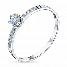 Sterling Silver Ring with 11 Round-Cut Lab-Created Diamonds 0.363 CT.TW