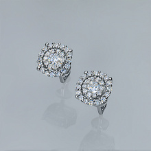 Sterling Silver Earring Studs with 54 Round-Cut Lab-Created Diamonds 0.838 CT.TW