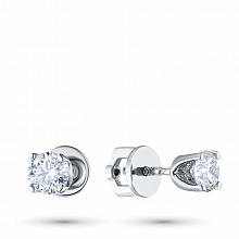 White Gold Earring Studs with 2 Round-Cut Diamonds 0.6 CT.TW