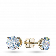 14K Yellow Gold Earring Studs with 2 Round-Cut Lab-Created Diamonds 4.12 CT.TW