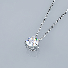 14K White Gold Pendant with 1 Round-Cut Lab-Created Diamond 0.512 CT.TW