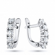 Sterling Silver Earrings with 10 Round-Cut Lab-Created Diamonds 0.855 CT.TW
