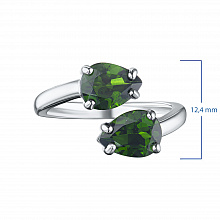 Sterling Silver Ring with 2 Pear-Cut Chromdiopsides 2.56 CT.TW
