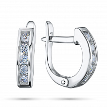 Sterling Silver Earrings with 10 Round-Cut Lab-Created Diamonds 0.521 CT.TW