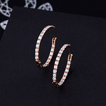 14K Rose Gold Earrings with 44 Round-Cut Lab-Created Diamonds 0.745 CT.TW