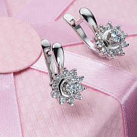 14K White Gold Earrings with 22 Round-Cut Lab-Created Diamonds 1.115 CT.TW - изображение 4