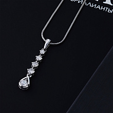 14K White Gold Pendant with 5 Round-Cut Lab-Created Diamonds 0.618 CT.TW