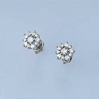 Sterling Silver Earring Studs with 22 Round-Cut Lab-Created Diamonds 0.539 CT.TW - изображение 4