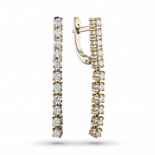 14K Yellow Gold Earrings with 22 Round-Cut Lab-Created Diamonds 1.452 CT.TW