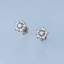 Sterling Silver Earring Studs with 22 Round-Cut Lab-Created Diamonds 0.457 CT.TW