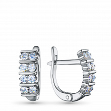 Sterling Silver Earrings with 16 Round-Cut Lab-Created Diamonds 0.602 CT.TW