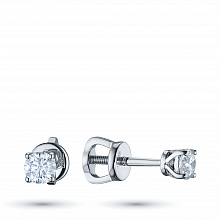 Sterling Silver Earring Studs with 2 Round-Cut Lab-Created Diamonds 0.453 CT.TW