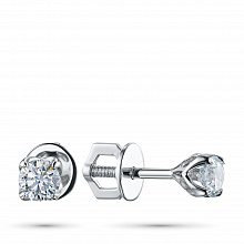 14K White Gold Earring Studs with 2 Round-Cut Lab-Created Diamonds 0.786 CT.TW