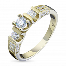 14K Yellow Gold Ring with 27 Round-Cut Lab-Created Diamonds 0.64 CT.TW