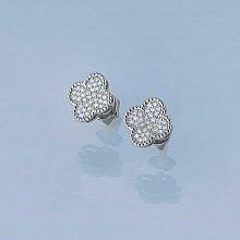 14K White Gold Earring Studs with 66 Round-Cut Lab-Created Diamonds 0.364 CT.TW