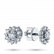14K White Gold Earring Studs with 26 Round-Cut Lab-Created Diamonds 0.833 CT.TW