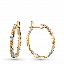 14K Yellow Gold Earrings with 12 Round-Cut Lab-Created Diamonds 0.062 CT.TW