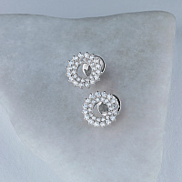 White Gold Earring Studs with 60 Round-Cut Diamonds 0.406 CT.TW - изображение 4